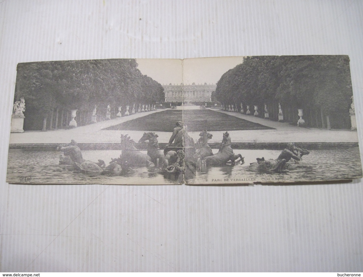 CPA 78 PARC DE VERSAILLES  Char D'APOLLON Carte Panoramique Pliée   1910  BE - Versailles (Kasteel)