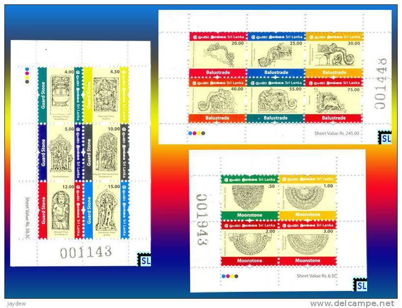 Sri Lanka Stamps, 2012 New Definitive Series, Moonstones, Guardstones And Balustrades, MSs - Sri Lanka (Ceylon) (1948-...)