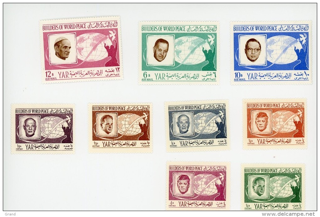 Yemen-YAR-1966-Dag Hammarskjold-Kennedy-Nehr U-....MI 475/83***MNH-VALEUR 7 EURO - Kennedy (John F.)