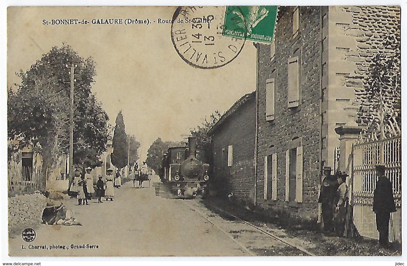 CPA 26 Drôme Très Rare St Bonnet De Galaure Route Saint Vallier Tram Tramway Près De Châteauneuf Uze Hauterives Anneyron - Otros & Sin Clasificación