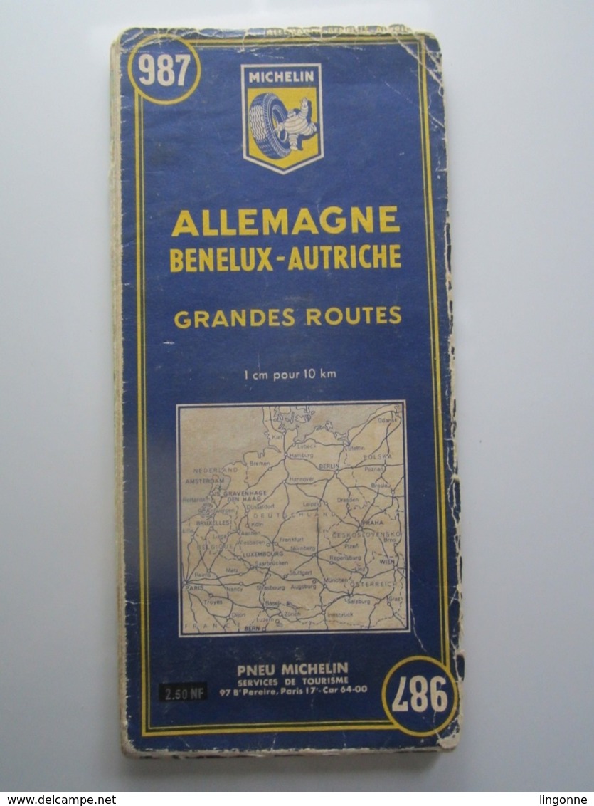 1960 CARTE MICHELIN N°987 ALLEMAGNE - BENELUX - AUTRICHE (abîmée) - Cartes Routières
