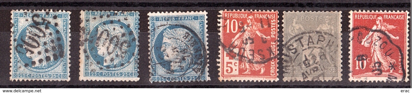 Oblitérations D'ALGERIE Sur Timbres Anciens De France - Sammlungen (ohne Album)