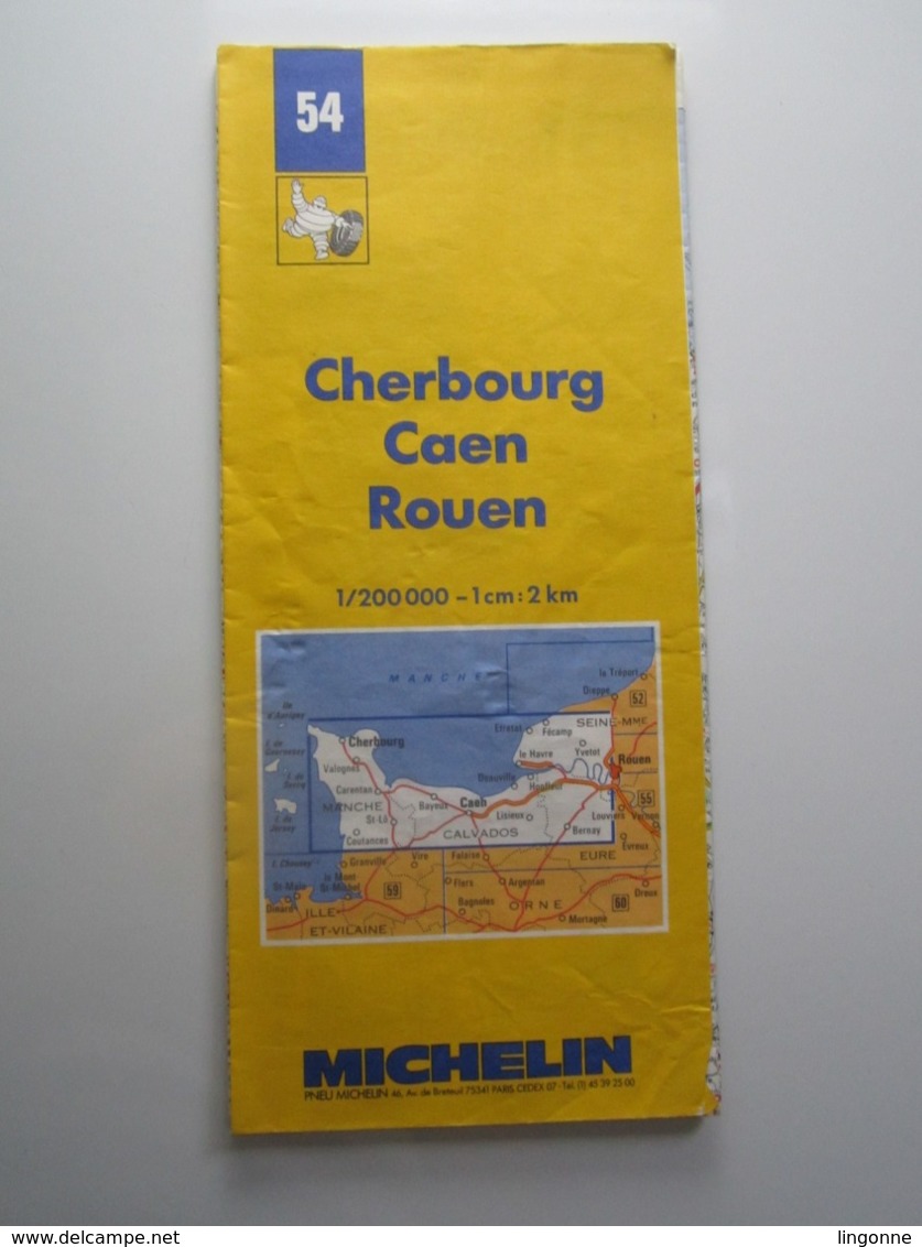 1987 CARTE MICHELIN N°54 CHERBOURG CAEN ROUEN - Cartes Routières