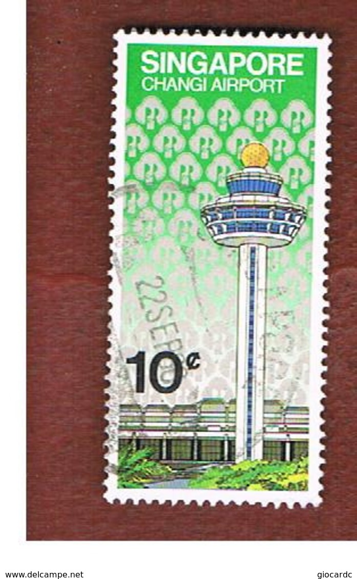 SINGAPORE   -  SG 411  -    1981  CHANGI AIRPORT: CONTROL TOWER   -  USED ° - Singapore (1959-...)