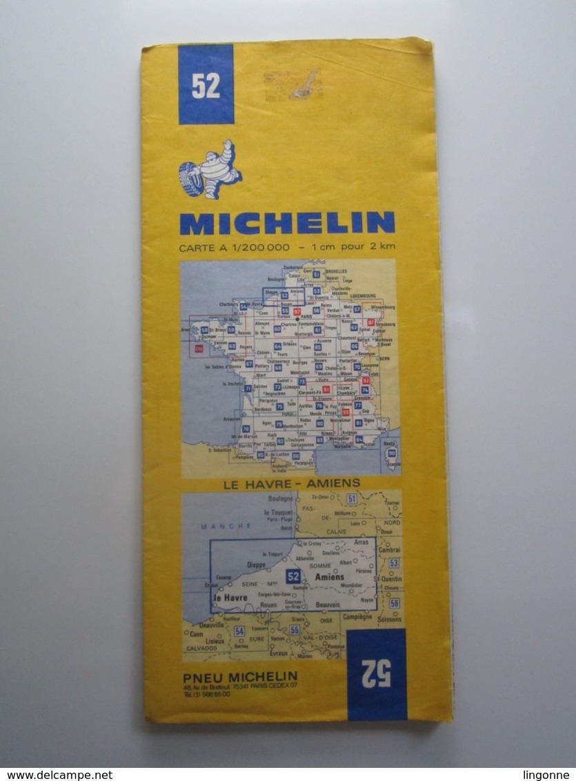 1975 CARTE MICHELIN N°52 LE HAVRE AMIENS - Cartes Routières