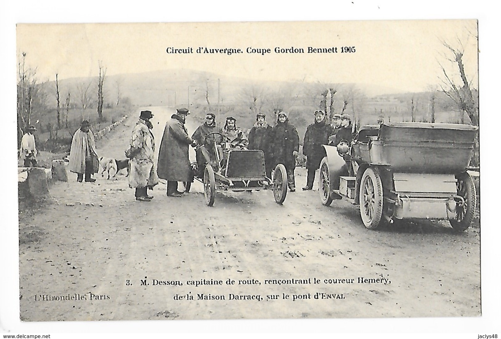 Circuit D'Auvergne - La Coupe GORDON-BENETT 1905  - M. Desson Capitaine De Route Rencontrant Le Coureur HEMERY -  L 1 - Autres & Non Classés
