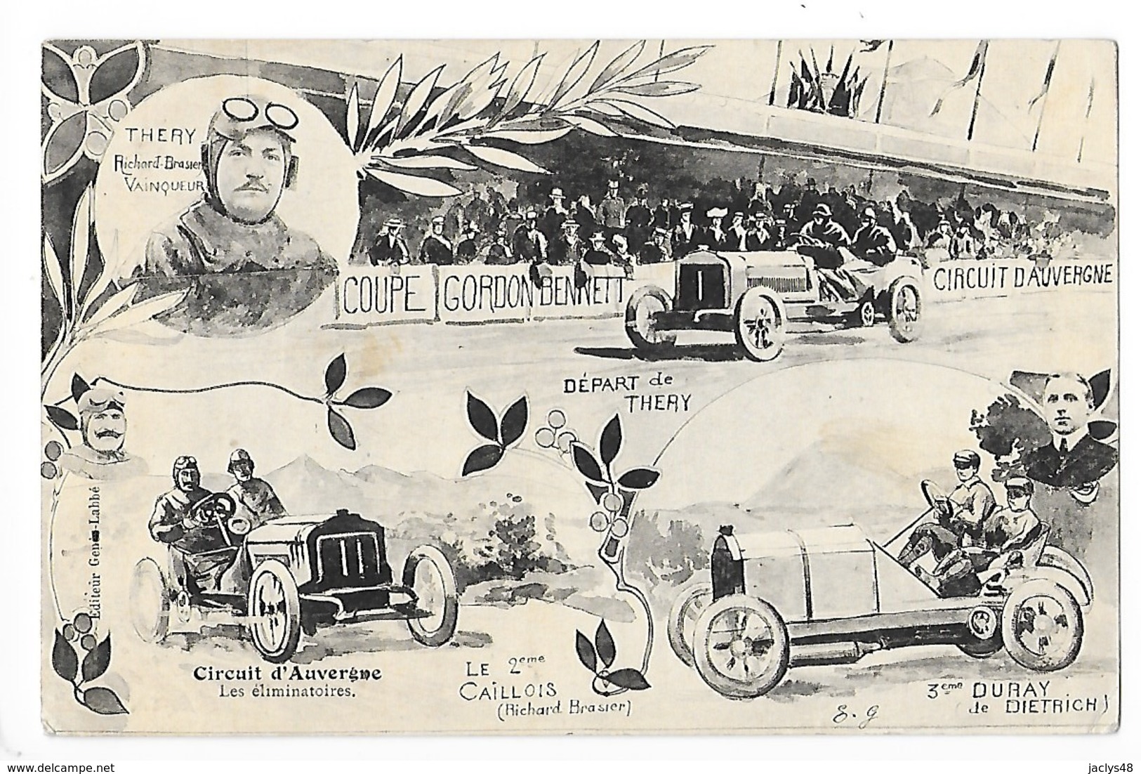 Circuit D'Auvergne - La Coupe GORDON-BENETT 1905 - Départ De THERY - Les éliminatoires, CALLOIS - DURAY -  L 1 - Autres & Non Classés