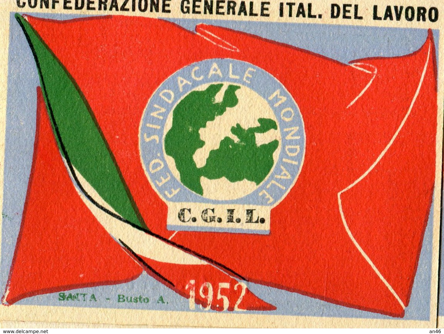 TESSERA C.G.I.L.1952-IMPERIA-CONFEDERAZIONE GENERALE ITAL.DEL LAVORO-2 SCAN- - Collections