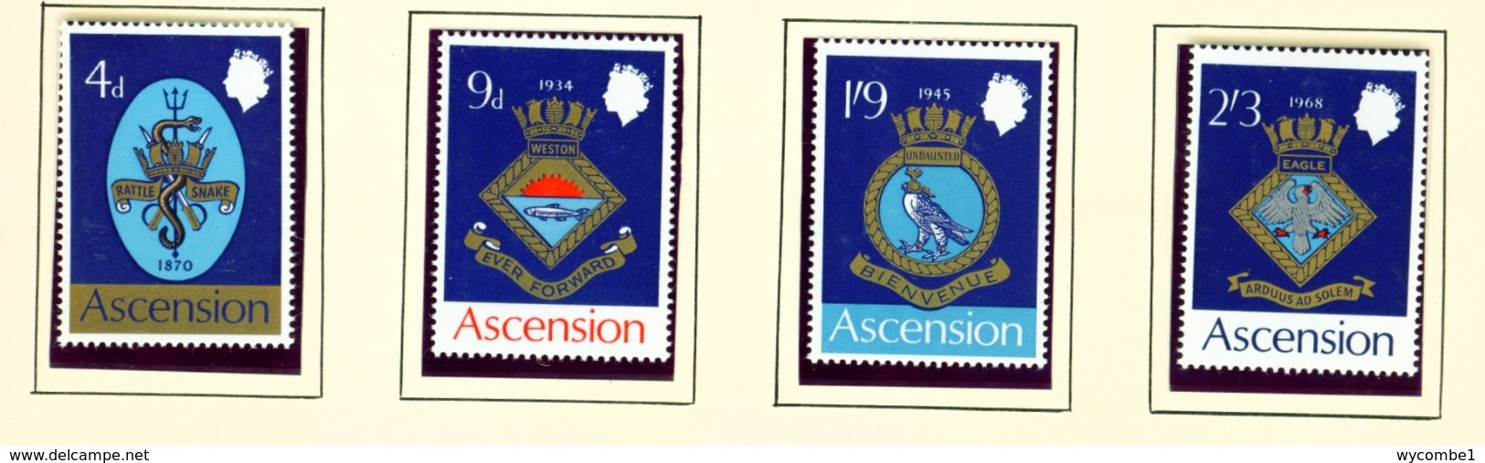 ASCENSION  -  1969 Naval Crests Set Unmounted/Never Hinged Mint - Ascension