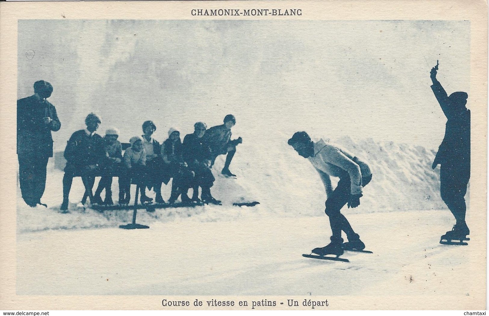 74 CHAMONIX MONT BLANC SPORTS D HIVER JO 1924 HASSLER AU DEPART DE LA COURSE DE PATINAGE DE VITESSE Editeur MONNIER - Chamonix-Mont-Blanc