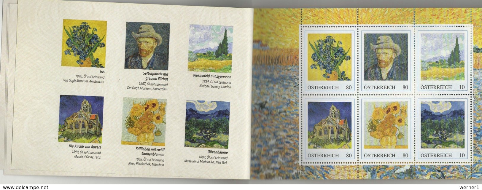 Austria 2019 Paintings Vincent Van Gogh Stamp Booklet With 6 Stamps + 4 Postcards MNH - Moderne