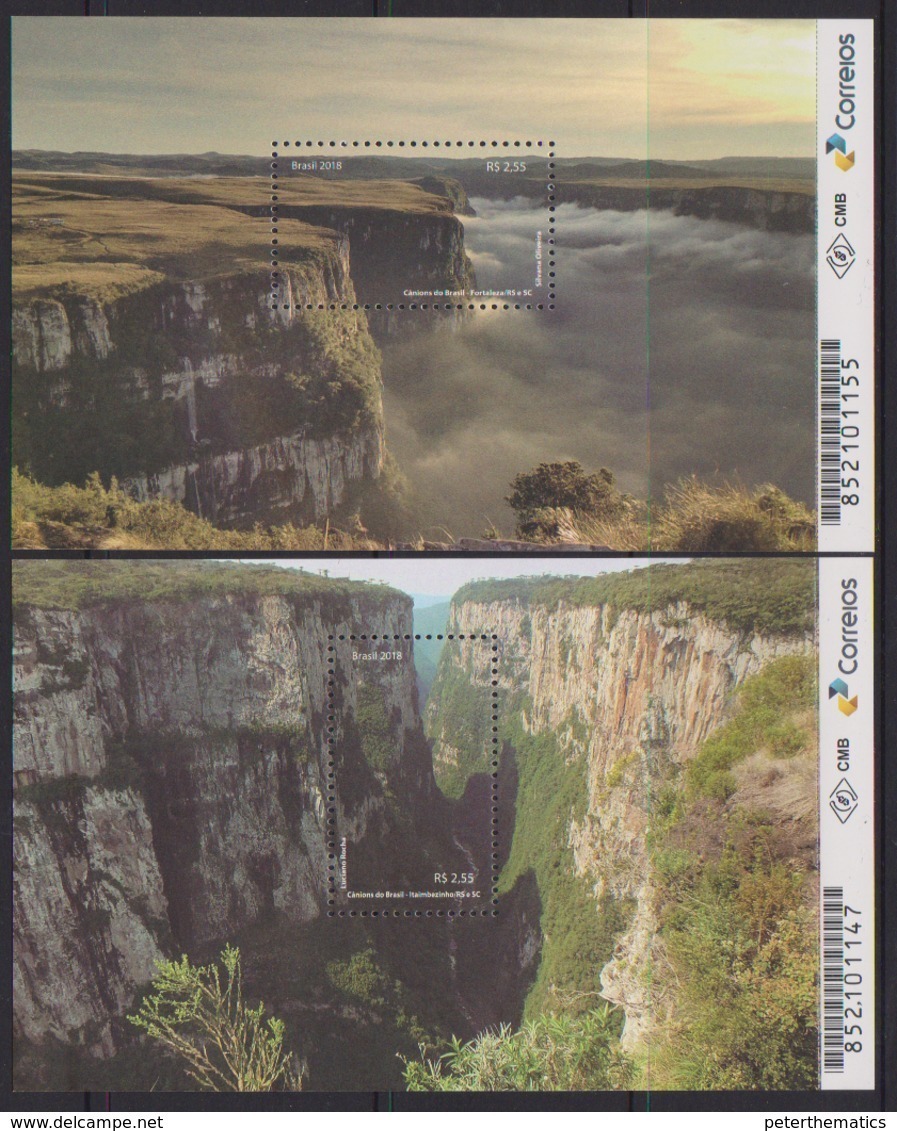 BRAZIL, 2018, MNH, CANYONS, LANDSCAPES, 2 S/SHEETS, BEAUTIFUL! - Sonstige & Ohne Zuordnung