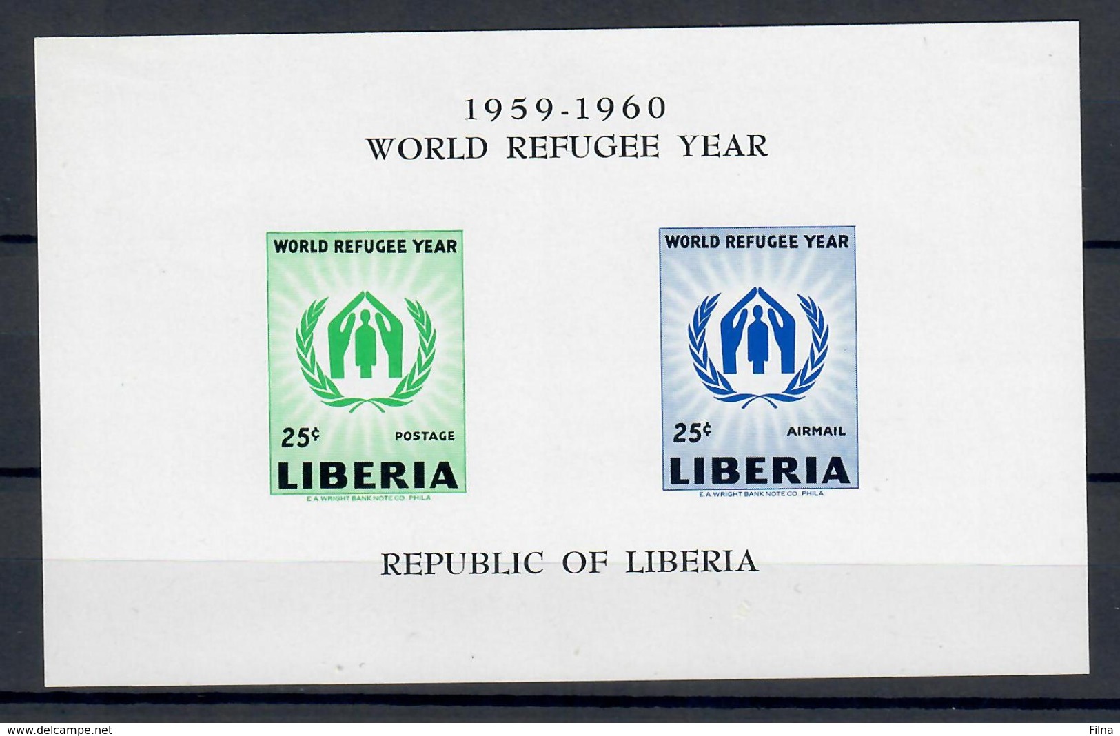 LIBERIA 1961 - ANNO DEL RIFUGIATO FOGLIETTO - MH* - Liberia