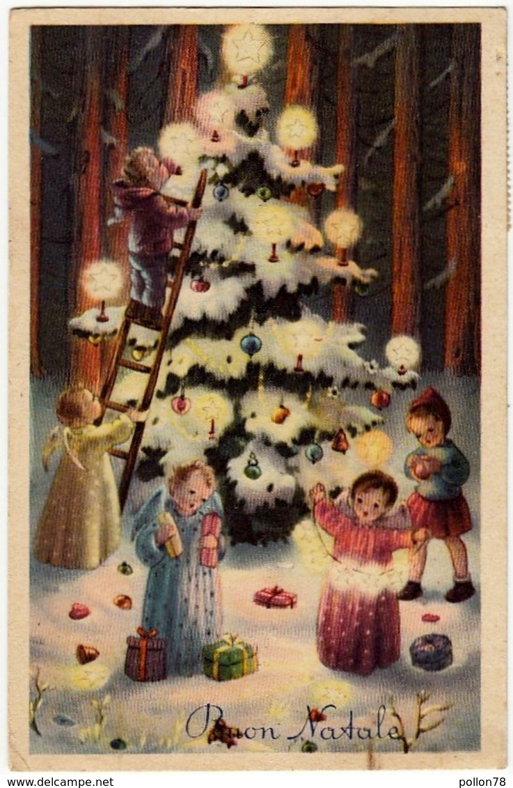 BUON NATALE - ANGELI E BAMBINI - 1959 - Vedi Retro - Formato Piccolo - Santa Claus