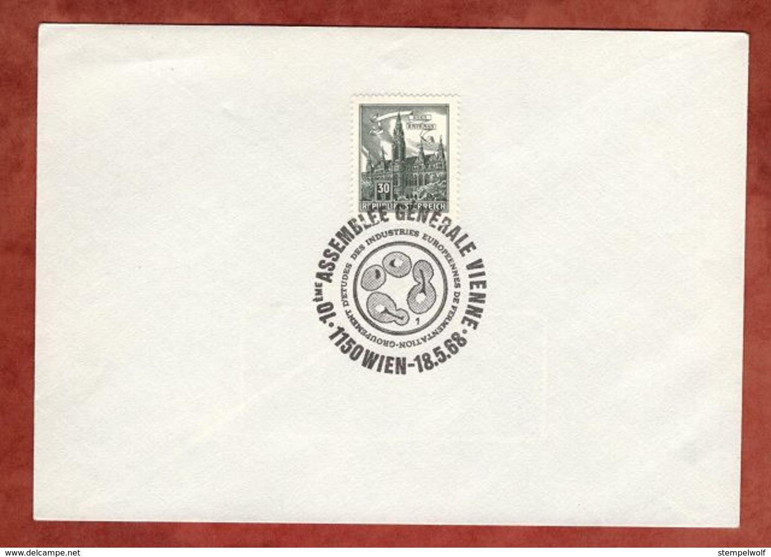 Beleg, Wien Rathaus, SoSt Assemble Generale Vienne 1968 (80706) - Briefe U. Dokumente