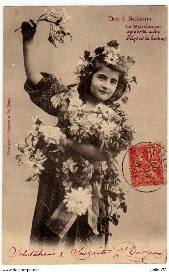 BAMBINI - BAMBINA - DES 4 SAISONS - LE PRINTEMPS - 1902 - Vedi Retro - Formato Piccolo - Ritratti