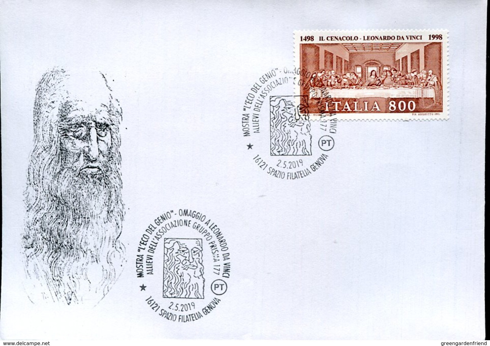 45539 Italia, Special Postmark Genova  2019, Tribute To Leonardo Da Vinci - Other & Unclassified