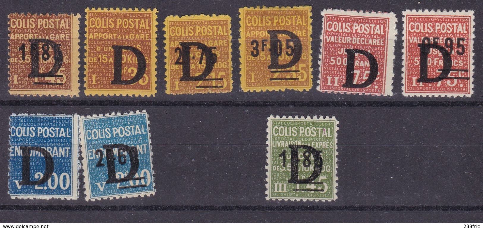 COLIS POSTAUX  YT128/132/133/134//135/136/138/145/146* CHARNIERES "SURCHARGE D"  COTE YT 60E - Mint/Hinged