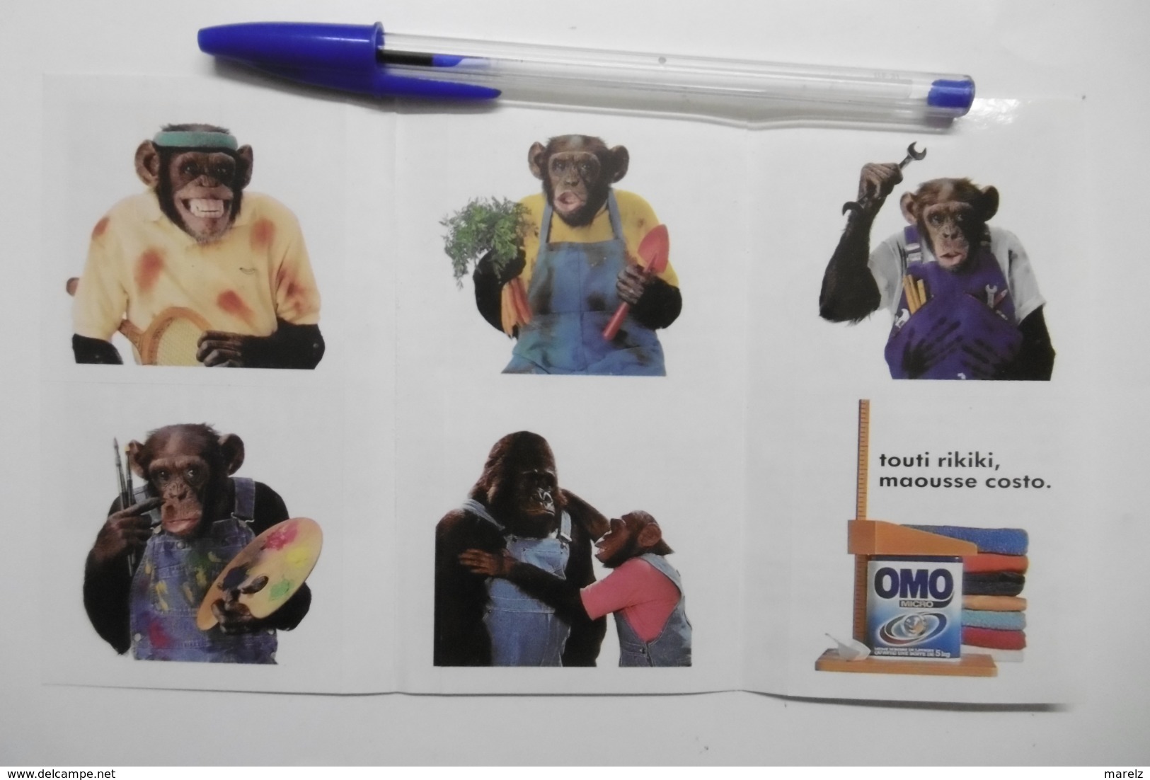 Autocollant Stickers - Publicité Lessive OMO / Ensemble 6 Autocollants Sur Le Thème Animaux SINGE "MAOUSSE COSTO" - Autocollants