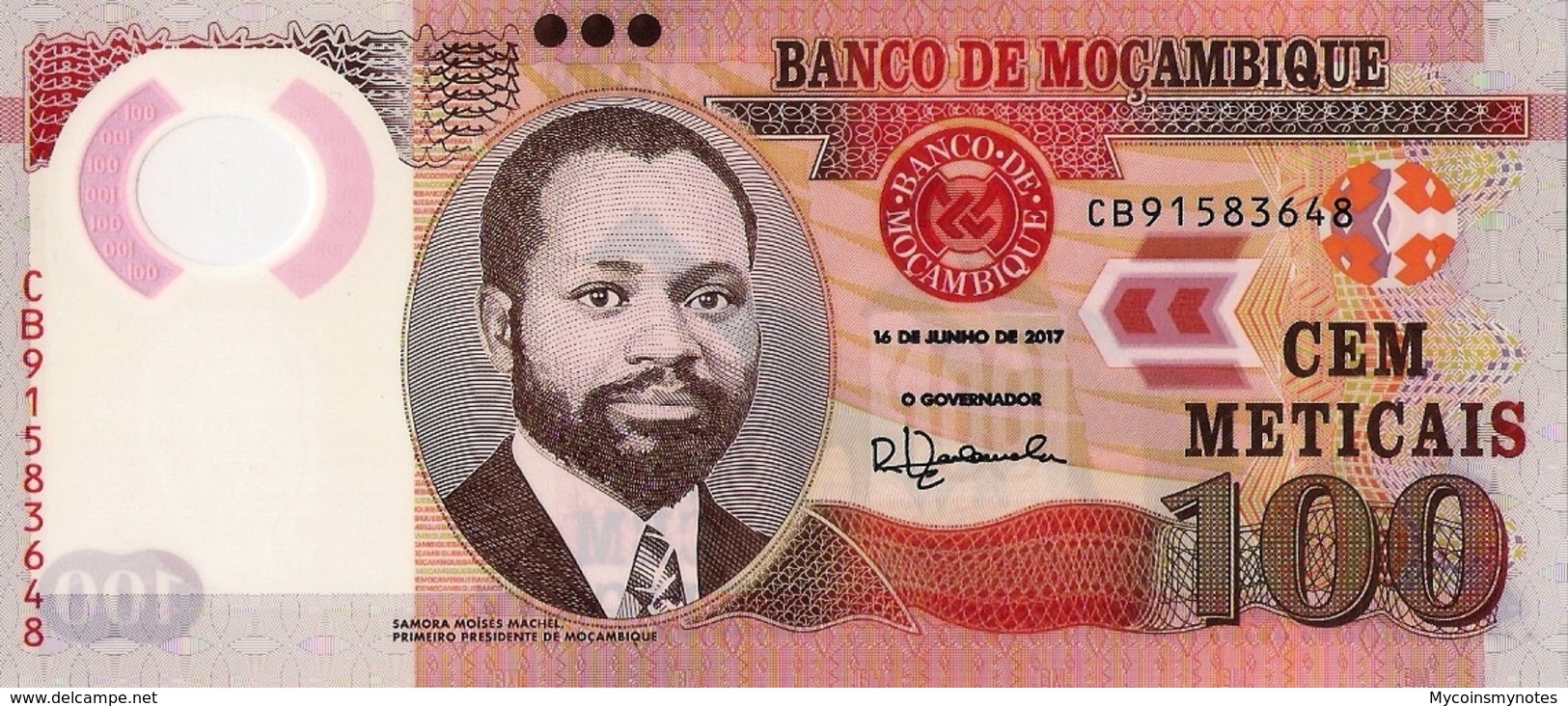 MOZAMBIQUE 100 Meticais, 2017, P152, UNC, "Giraffe" New Signature - Mozambique