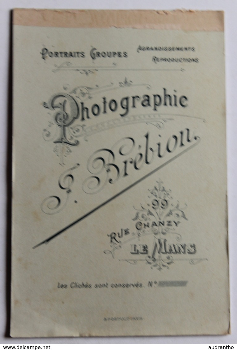 Grande Photographie Originale Portrait De Mariés Noce Costume Coiffe Photographe Jules Brébion 99 Rue De Chanzy Le Mans - Personnes Anonymes