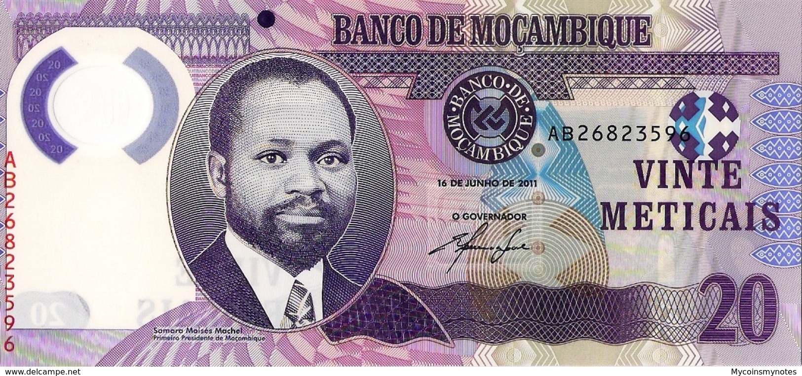 MOZAMBIQUE 20 Meticais, 2011, P149, UNC, "Rhino" Polymer - Mozambique