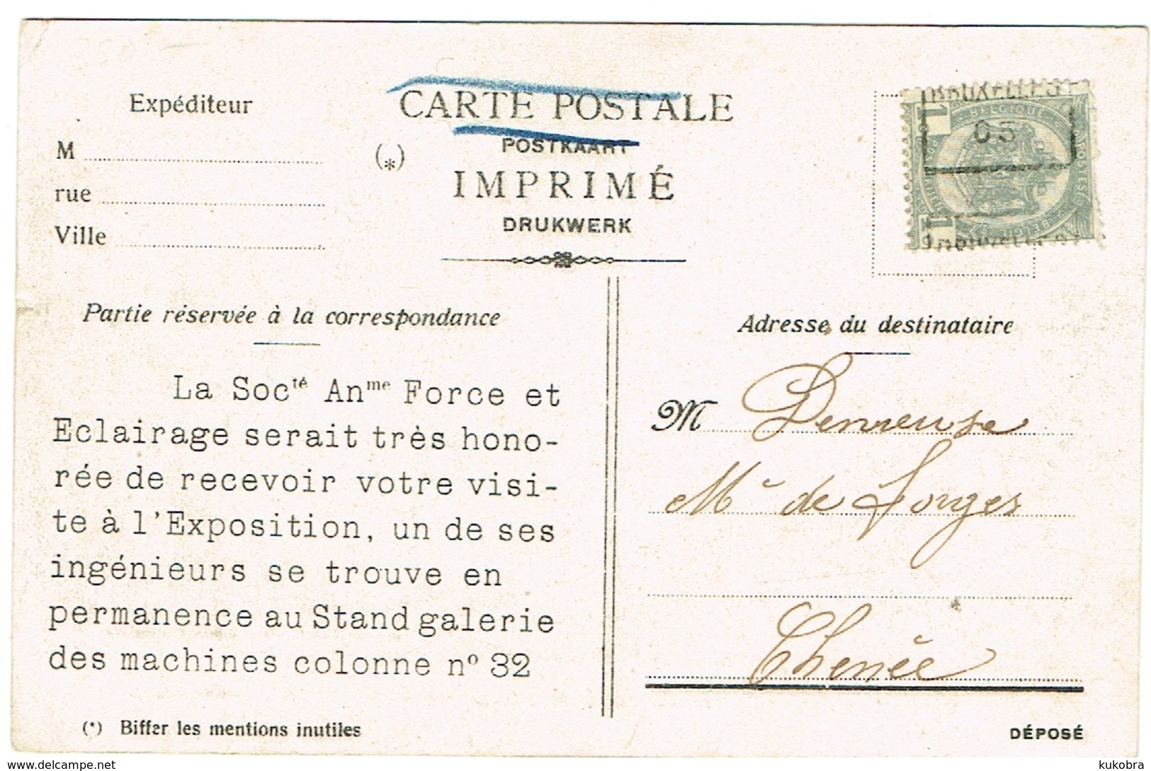 Liège La Soc,A.me Force Et Eclarageà Exposition De Liège 1905 - Lüttich