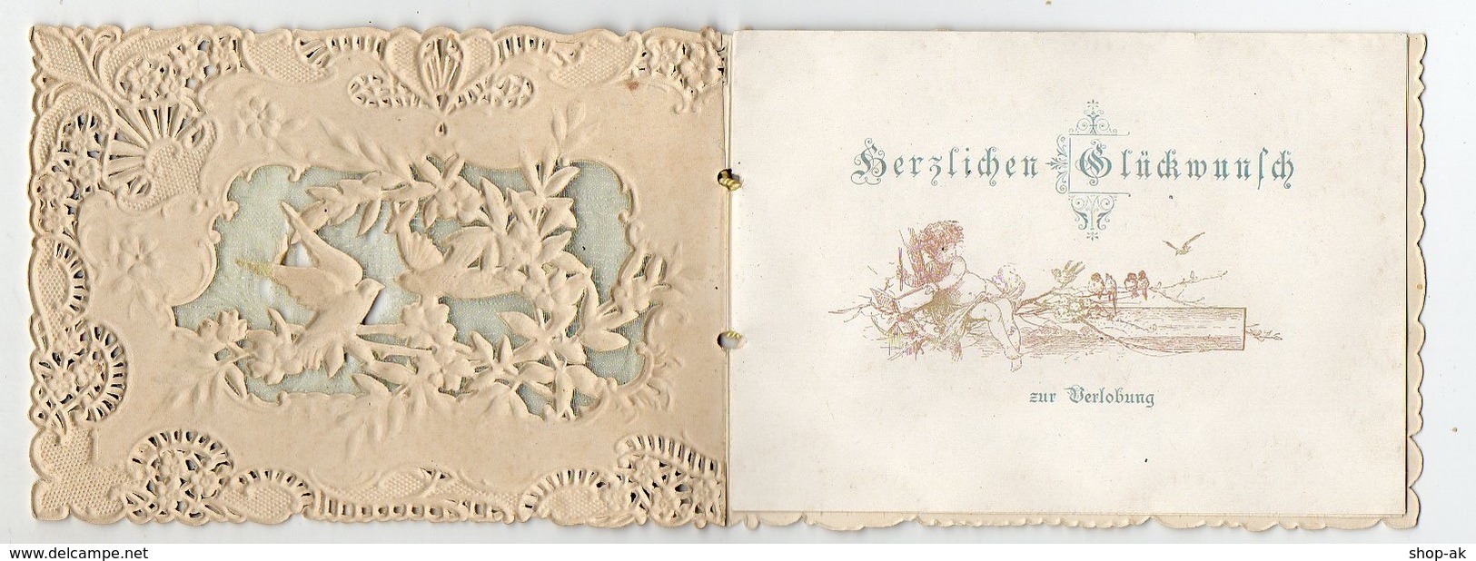 Y9312/ Verlobung Schöne Klappkarte Prägedruck  Tauben Ca.1900 - Other & Unclassified