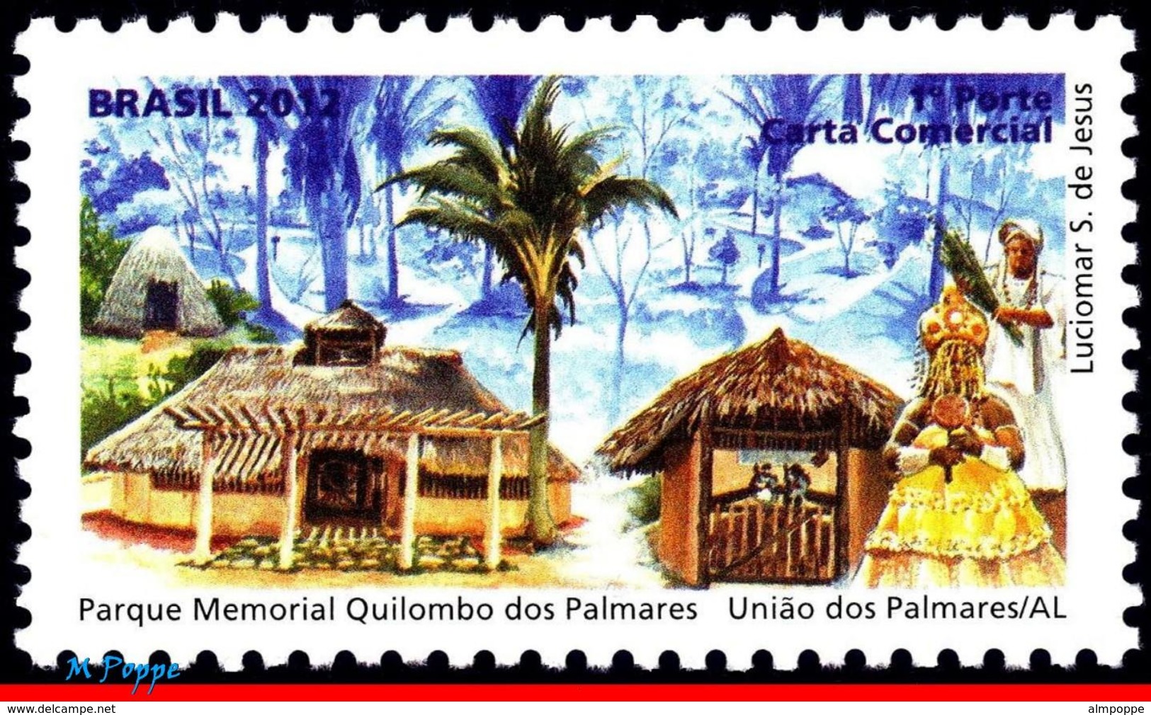 Ref. BR-3234 BRAZIL 2012 FOLKLORE, QUILOMBO DOS PALMARES,, MEMORIAL PARK, AFRICA, MNH 1V Sc# 3234 - Nuevos