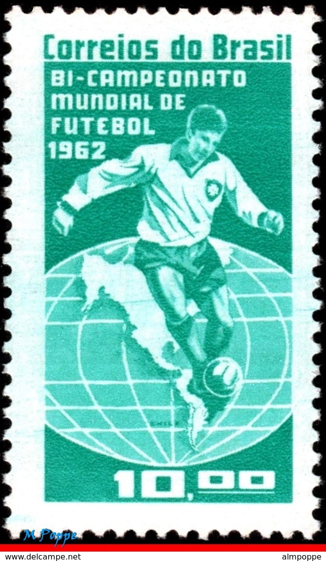 Ref. BR-949 BRAZIL 1963 FOOTBALL SOCCER, BRAZIL CHAMPION 1962,, WORLD CUP CHAMPIONSHIP, SPORTS, MNH 1V Sc# 949 - 1962 – Chili