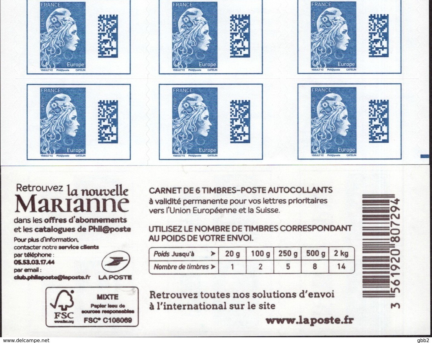 CARNET 1603-C 1 Marianne D' YSEULT YZ "RETROUVEZ LA NOUVELLE MARIANNE" Avec R.E. à Droite. Produit Très RARE. - Autres & Non Classés