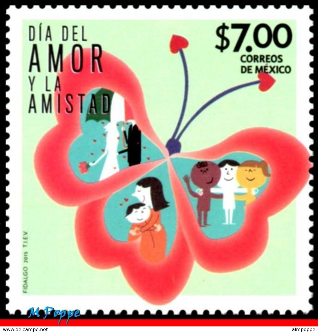 Ref. MX-2925 MEXICO 2015 HEALTH, DAY OF LOVE & FRIENDSHIP,, VALENTINES DAY, BUTTERFLY, MNH 1V Sc# 2925 - Other & Unclassified