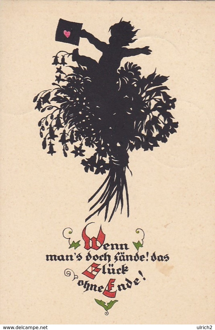 AK Wenn Man Doch Fände... - Kind Mit Karte - Blumenstrauß - Scherenschnitt - Plischke-Karte - 1929 (44201) - Scherenschnitt - Silhouette