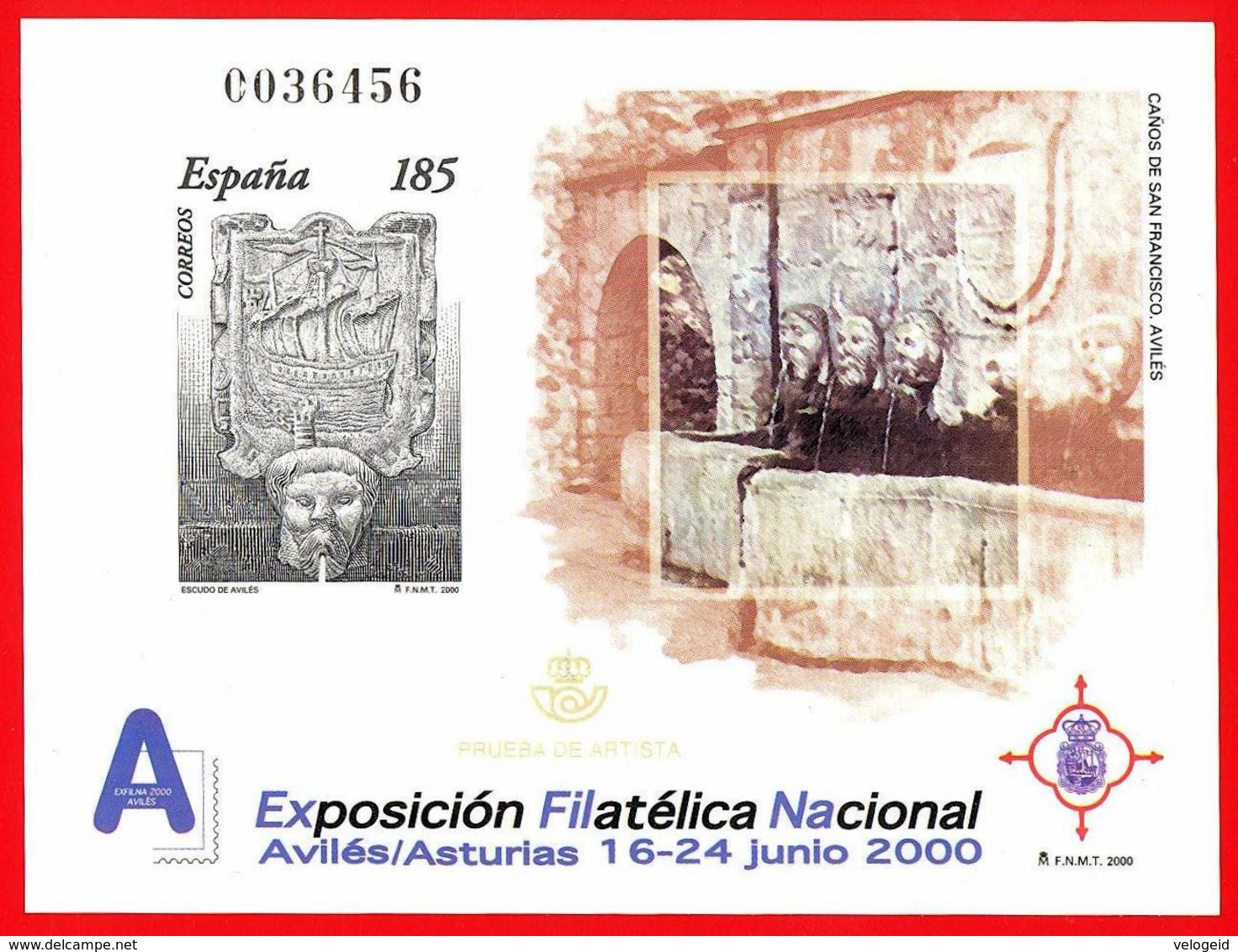 España. Spain. 2000. PO. EXFILNA '2000. Aviles. Asturias - Exposiciones Filatélicas