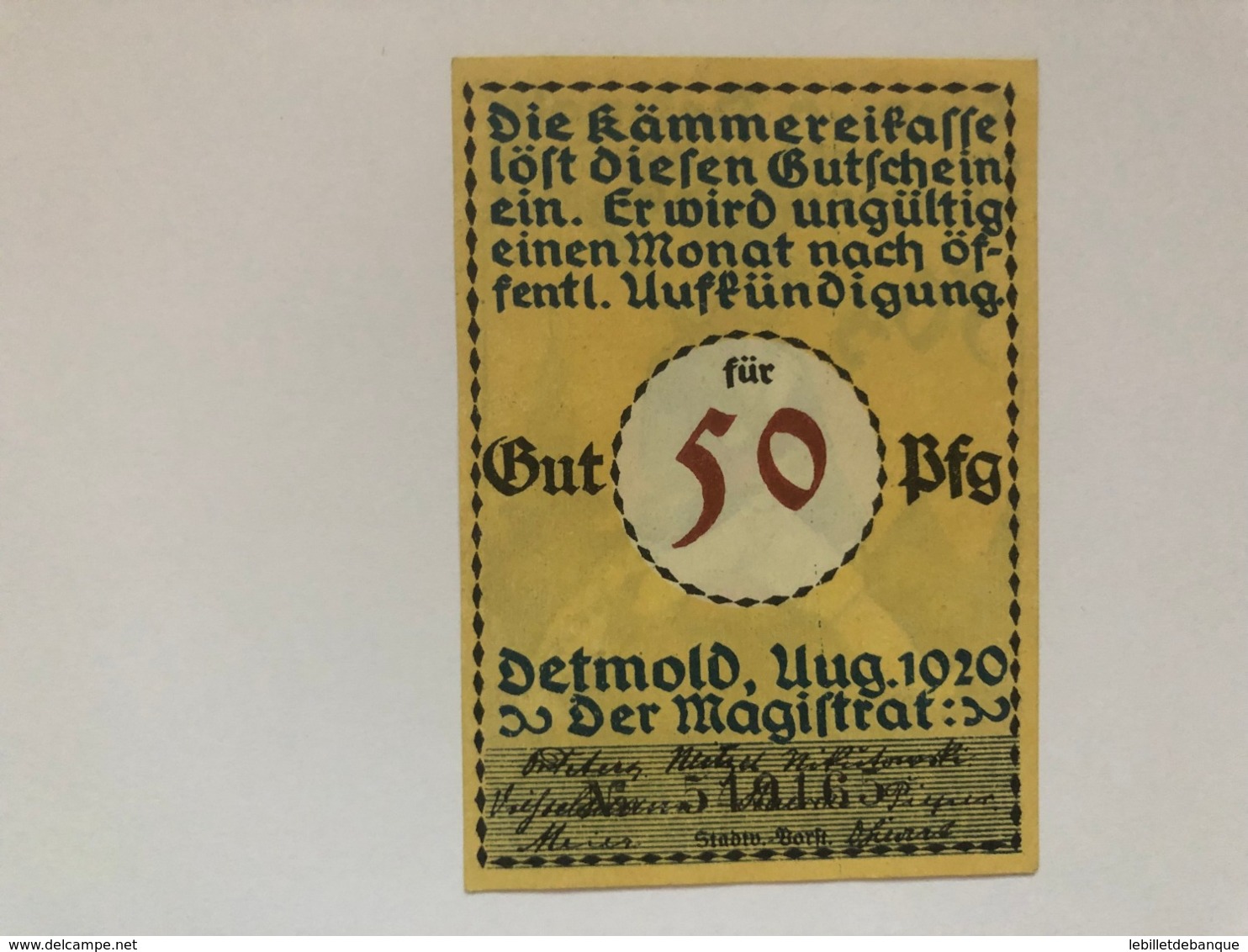 Allemagne Notgeld Detmold 50 Pfennig - Collections