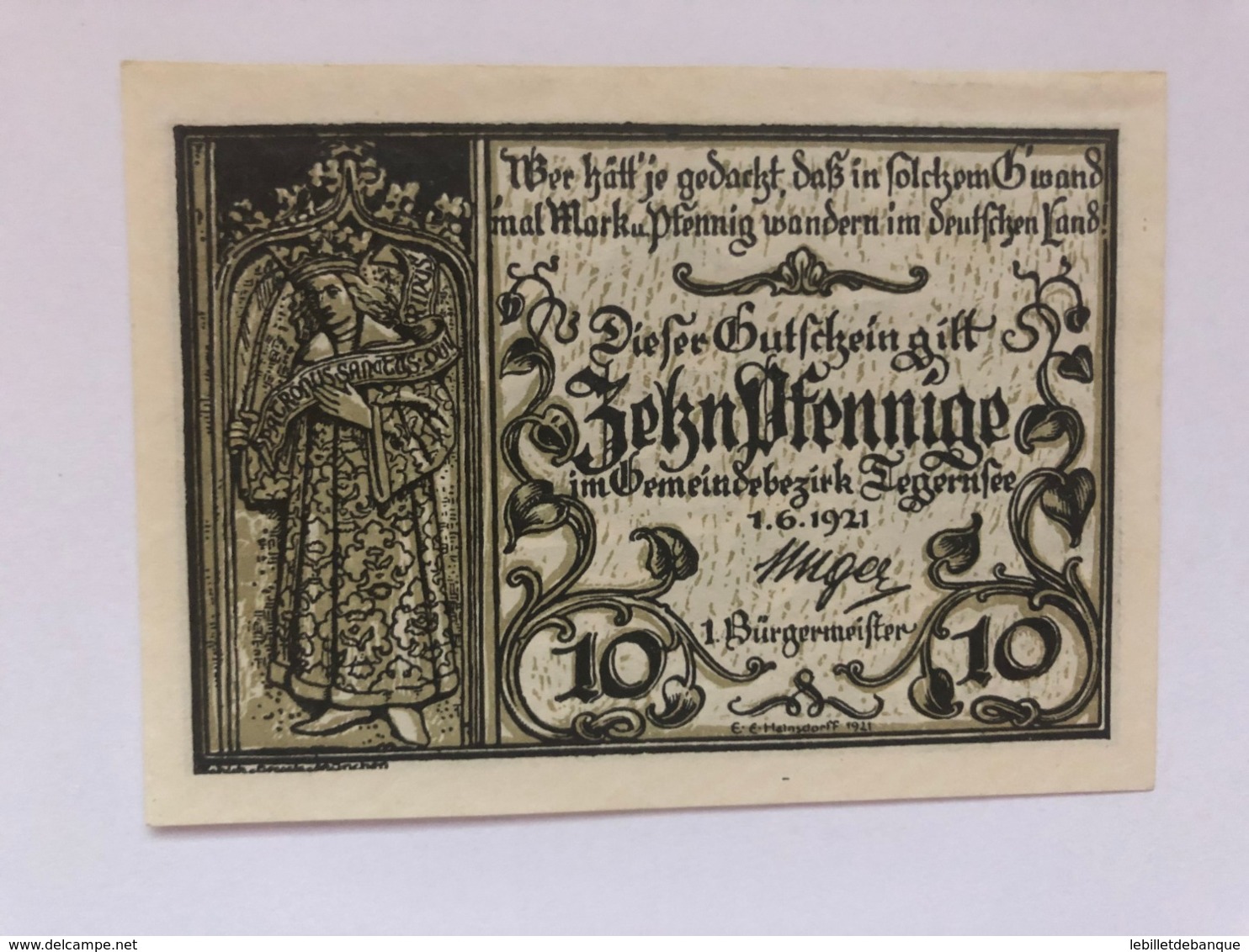 Allemagne Notgeld Fegernsee 10 Pfennig - Collections