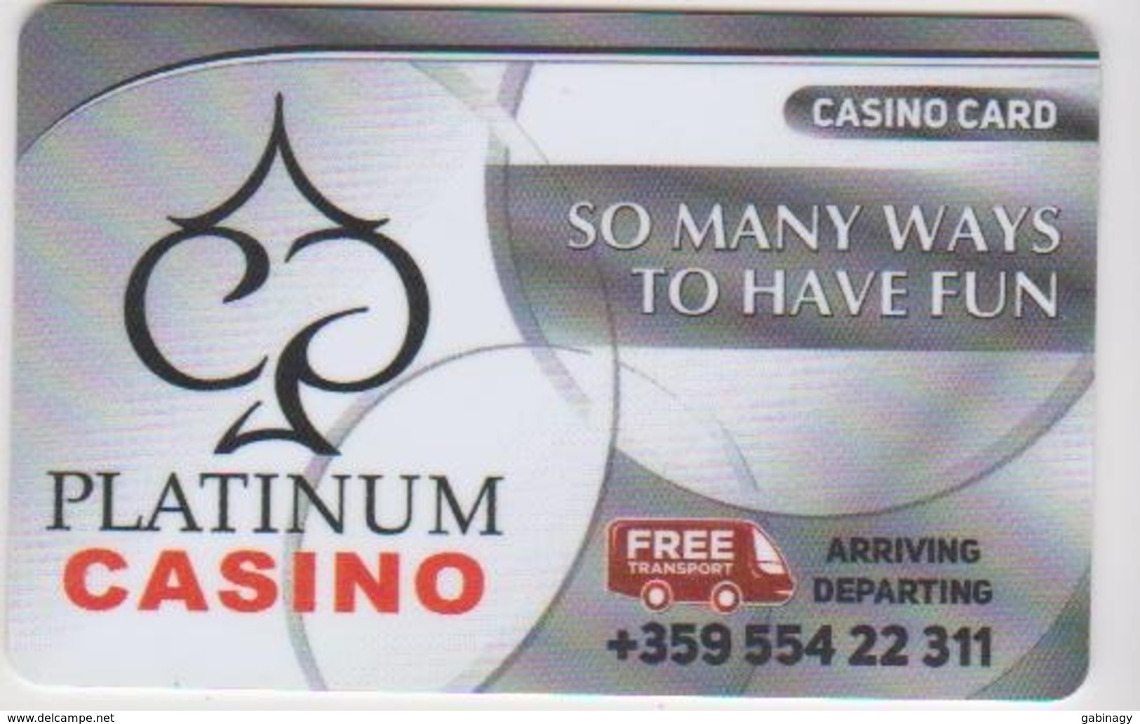 CASINO CARD - 430 - BULGARIA - PLATINUM CASINO - Casinokarten