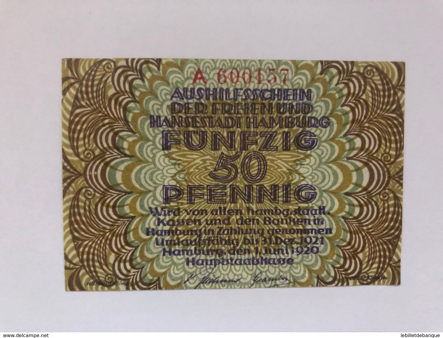 Allemagne Notgeld Hamburg 50 Pfennig - Collections