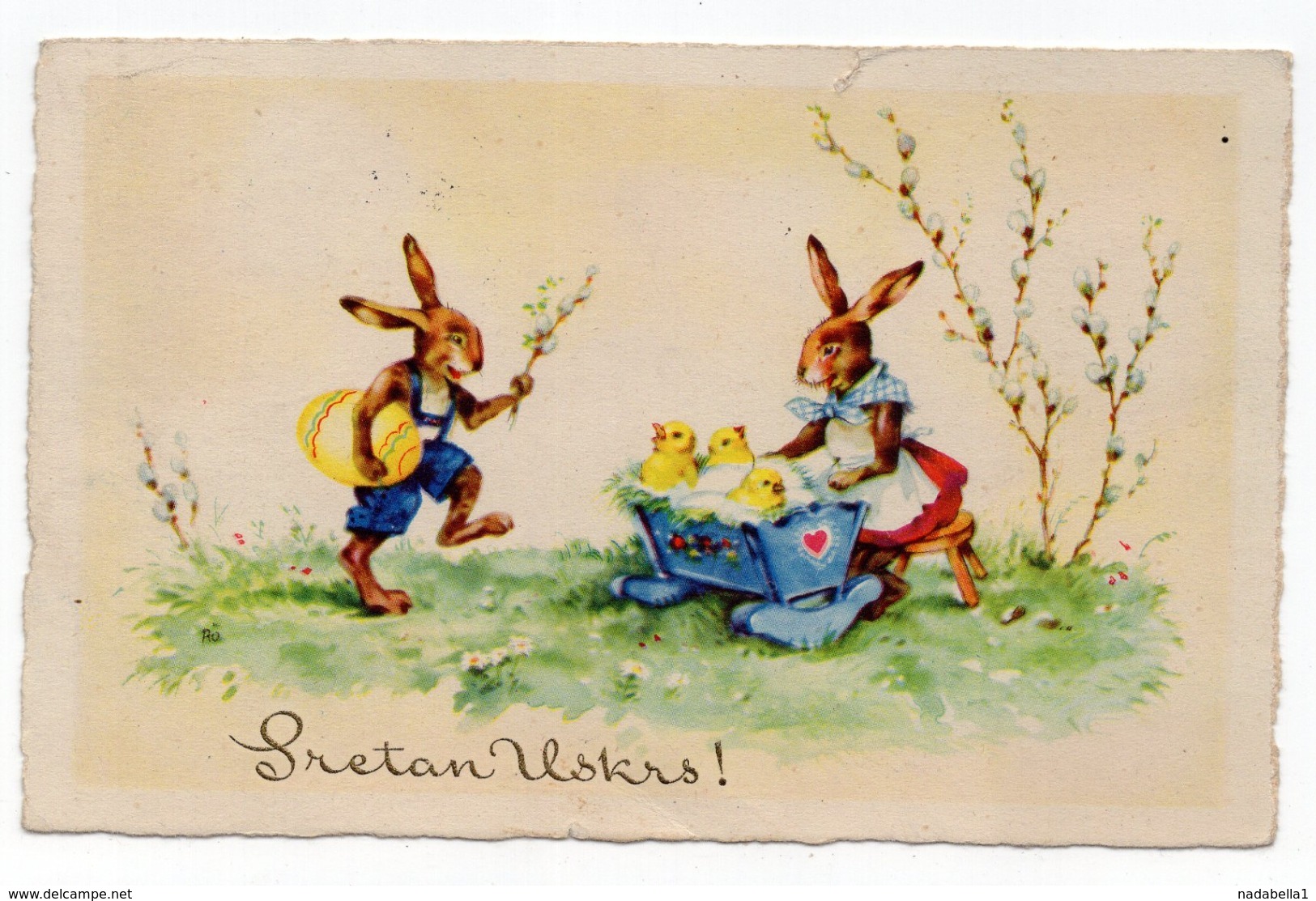 1946 YUGOSLAVIA, SLOVENIA, EASTER CARD, TPO 39  MARIBOR - RAKEK, SENT TO BELGRADE, ILLUSTRATED POSTCARD, USED - Jugoslawien