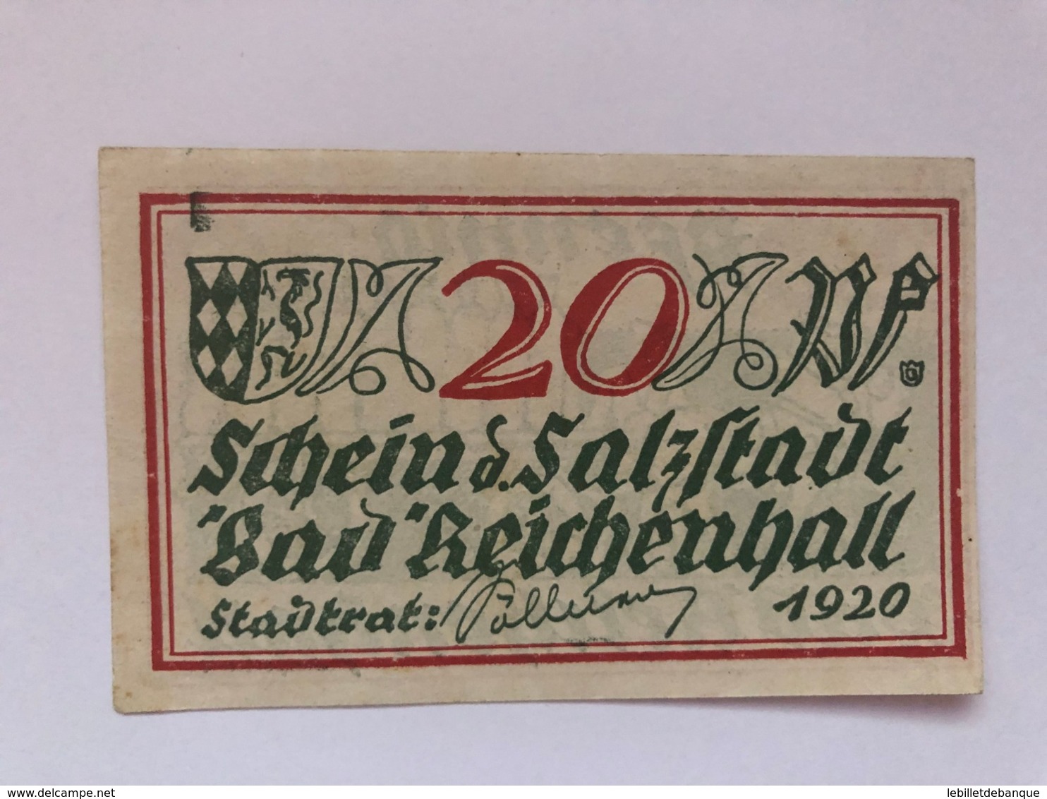 Allemagne Notgeld Heichenhall 20 Pfennig - Collections