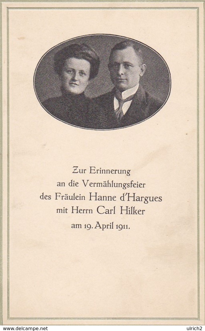 AK Zur Erinnerung An Die Hochzeit Hargues - Hilker - 1911  (44212) - Hochzeiten