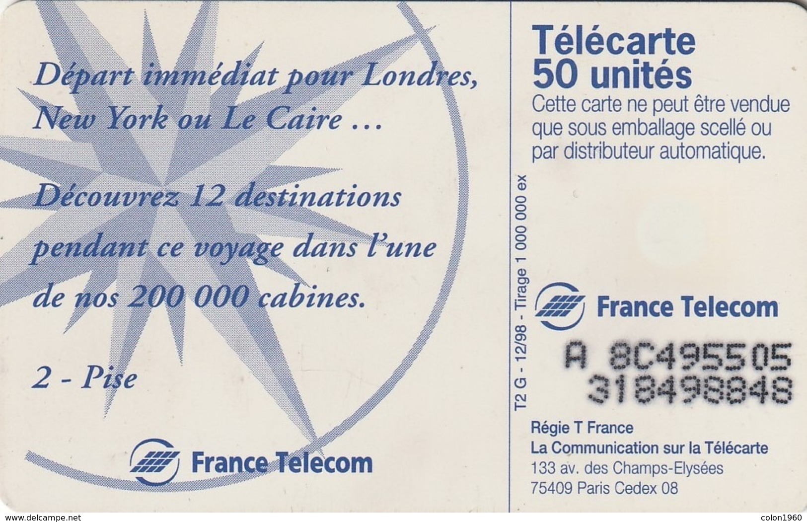 FRANCIA. 02 - Pise. 50U. 0943. 12/98. (291). - 1998