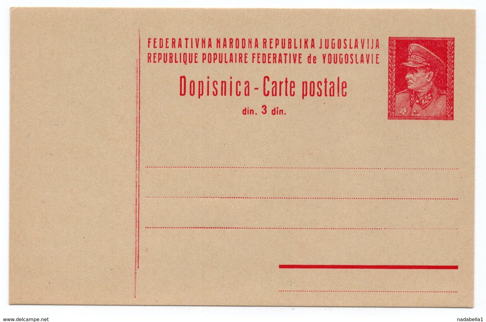 1947 FNR YUGOSLAVIA, CROATIA, TITO, 3 DINARA, LATIN TEXT, STATIONERY CARD, MINT - Postal Stationery