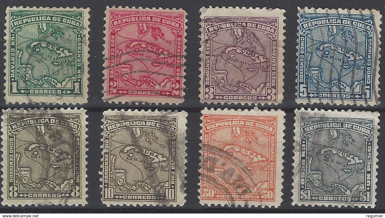 Cuba  U 166/173 (o) Usado. 1914 - Usados