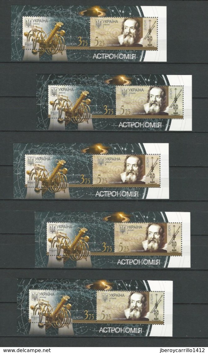 UCRANIA / UKRAINE /UKRANIA - EUROPA 2009 - "ASTRONOMIA" - FIVE SOUVENIR SHEETS PERFORATED From BOOKLETS - 2009