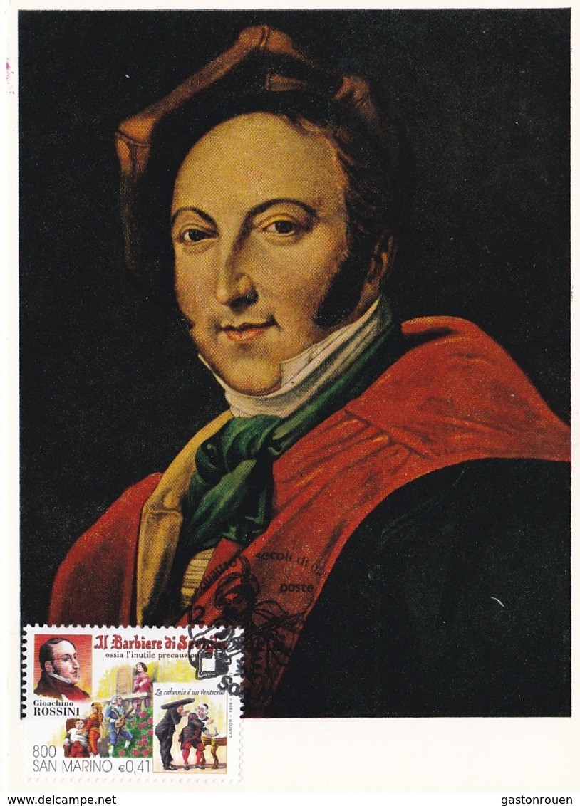 Carte Maximum Musique Opéra San Marin San Marino 1999 Rossini - Storia Postale