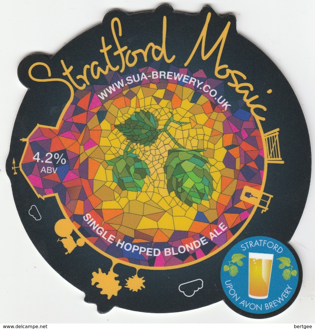 STRATFORD UPON AVON BREWERY (STRATFORD UPON AVON, ENGLAND) - MOSAIC BLONDE ALE - PUMP CLIP FRONT - Uithangborden