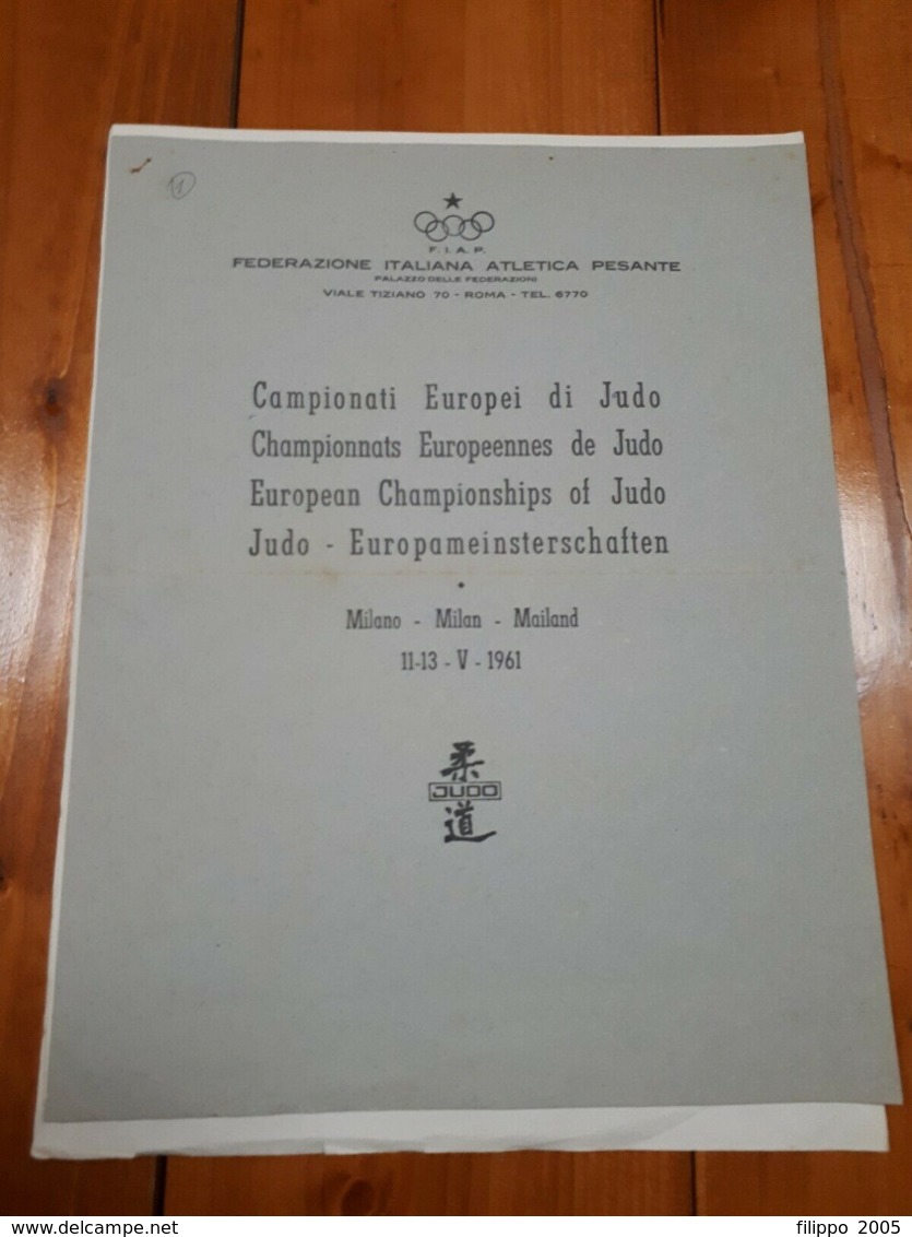 1961 - MILANO OPUSCOLO CAMPIONATI EUROPEO DI JUDO - Arti Martiali