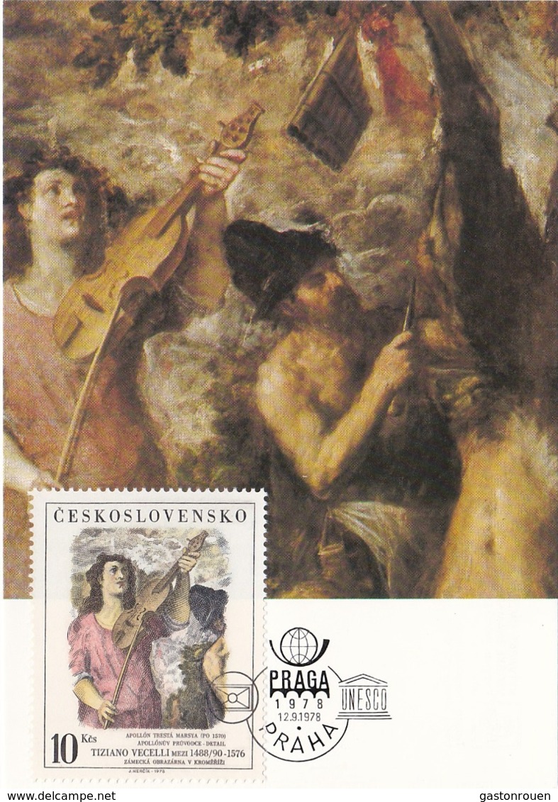 Carte Maximum Peinture Tchécoslovaquie 1986 Vecelli Tiziano - Brieven En Documenten