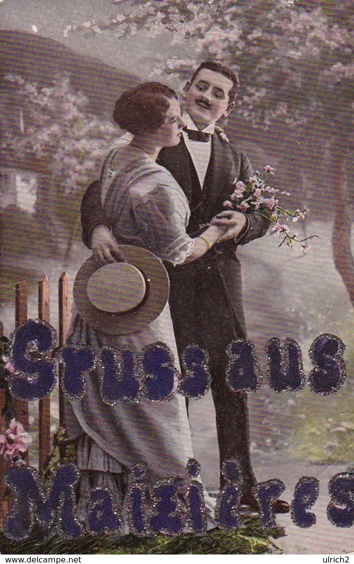AK Gruss Aus Maizières - Liebespaar - Glitter - 1915 (44236) - Lothringen